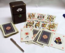 A late 19th/early 20th Century morocco covered Playing Card Case, of rectangular form, the hinged