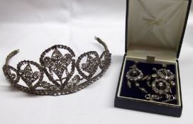 A Packet containing a Vintage Metal and Paste-set Tiara (incomplete); and a Paste Jewellery Set of