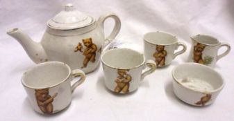 A vintage Child’s Miniature part Tea Set, all decorated with motifs of teddy bears, comprising