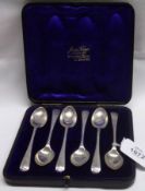 A Cased Set of Six Edward VII Coffee Spoons, Old English Shell pattern, in a silk and velvet-lined