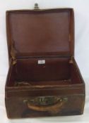 A Vintage Leather-bound Hat Box (poor condition), 14” wide