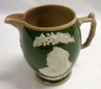 A Furnivals 1897 Victoria Diamond Jubilee Commemorative Jug, moulded with armorials etc, 5” high