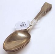 Four George IV Tablespoons, Double Struck Fiddle and Thread pattern, crested, length 9”, London