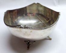 A Continental White Metal Sugar Bowl of polished circular form with applied rope-twist and foliate