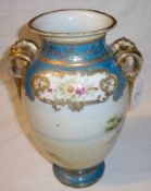 A Noritake two-handled Baluster Vase, of tapering circular form, painted in colours with an all over