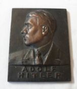 Bronze Relief Plaque Portraying Adolf Hitler, 6” x 5”