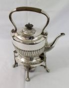 An early 20th Century Electroplated Tea Kettle on Stand, of typical form, the oval kettle with