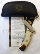 Franklin Mint, The Official Ring-Necked Pheasant Collector Penknife with Certificate, in zip front
