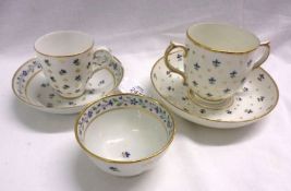 A small collection of various Derby/Pinxton Wares, all decorated with floral sprig and floral border