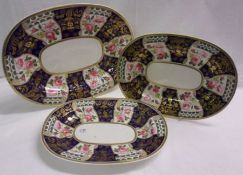 A Bloor Derby Platter and a matching smaller example, all painted in colours with panels of roses