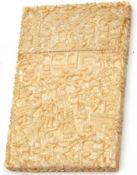 A late 19th Century Chinese Export Carved Ivory Card Case, of rectangular form with pull-off cover