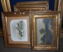 BOX CONTAINING SIX LATE 19TH/EARLY 20TH CENTURY GILT GESSO PICTURE FRAMES, currently holding