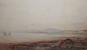 CIRCLE OF WILLIAM CALLOW, BEARS SIGNATURE, INDISTINCTLY DATED, Watercolour, Coastal View, 11” x 17”