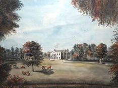 J EVANS, PRIMITIVE WATERCOLOUR, View of Stratton Rectory (inscribed to margin), 11” x 15”