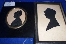 19TH CENTURY, BRONZED SILHOUETTE, Head and Shoulders Portrait of a Lady, 2 ½” x 2”; plus one further