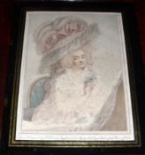 AFTER T K SHERWIN, ENGRAVED BY THE SAME, ANTIQUE COLOURED STIPPLE ENGRAVING, “The Duchess of