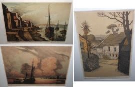 JAMES PRIDDEY, SIGNED IN PENCIL TO MARGIN, PAIR OF COLOURED ETCHINGS, “Appledore” and “Low Water,