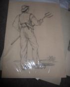 FOLDER OF ASSORTED PENCIL DRAWINGS, Figurative Studies, mainly by MARY GRANT SMITH (some signed)