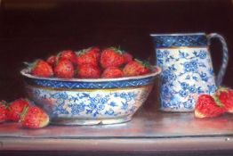 JAMES J ALLEN, SIGNED, OIL, Inscribed verso “Strawberry Time”, 5” x 7”