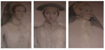 AFTER H HOLBEIN, SET OF FIFTEEN REPRODUCTION TINTED ENGRAVINGS, Royalty and Courtiers, 11” x 8” (