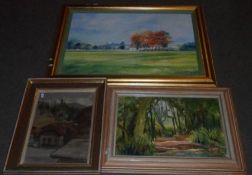 H DRIESSEN, SIGNED, OIL, Landscape Study, 19” x 27”; plus two further works by different artists (3)