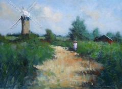 MAURICE W CRAWSHAW, SIGNED, ACRYLIC, Inscribed verso “Ludham Mill (Cold Harbour)”, 11” x 15”