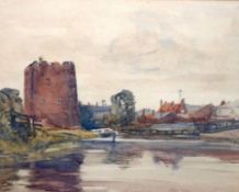 ARTHUR E DAVIES, RBA, RCA, SIGNED AND DATED 1931, WATERCOLOUR, Cow Tower, Norwich, 9” x 11”