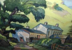 BERTRAM PRIESTMAN, INITIALLED AND DATED ’46, WATERCOLOUR, Inscribed “Grange in Borrowdale”, 10” x