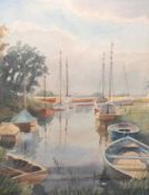 CHARLES E HANNAFORD, SIGNED, WATERCOLOUR, Inscribed verso “Red Lion Dyke, Thurne Mouth, Norfolk”,