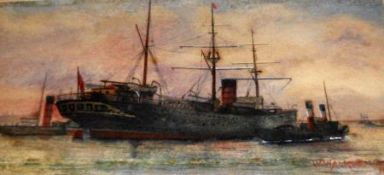 W WALKDEN GOALEN, SIGNED AND DATED 1805, WATERCOLOUR, “SS Gallia” (Transatlantic Passenger Liner,