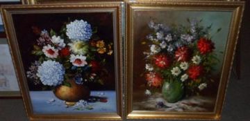 G MUNAR, SIGNED, MODERN OIL, Still Life Study of Mixed Flowers in a Vase, 28” x 23”; plus one