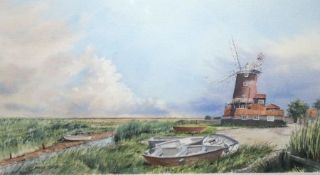 MARTIN SEXTON, SIGNED, WATERCOLOUR, Cley Mill, 12” x 21 ½”