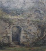 JEAN COOKE, SIGNED, WATERCOLOUR, “Ruined Chapel of St Roch, Merthyr Mawr”, 13” x 11”