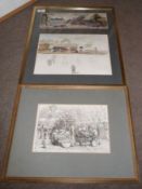 ANDREW VASS, SIGNED, GROUP OF FOUR WORKS IN THREE FRAMES, Figurative and Landscape Studies, assorted