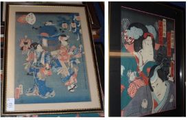 EARLY 20TH CENTURY, JAPANESE SCHOOL, PAIR OF COLOURED WOODBLOCK PRINTS, Figure Subjects, 13 ½” x