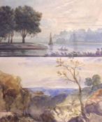 19TH CENTURY, ENGLISH SCHOOL, WATERCOLOUR, River View with Figures and Distant Buildings, 4” x 6”;