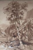 ATTRIBUTED TO J B LADRBOOKE, (AGED 12), MONOTONE WATERCOLOUR, Inscribed verso “Early Study of Tree”,