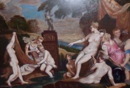 TOM FLANAGAN, SIGNED, OIL, Scene after Titian, 29” x 41”