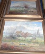 JOHN MACE, MONOGRAMMED, PAIR OF OILS, Country Landscapes, 6 ½” x 8” (2)