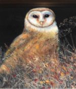 JAMES J ALLEN, SIGNED, OIL Inscribed verso “Breckland Barn Owl”, 5” x 4 ½”