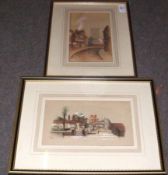 EDWARD POCKOCKE, SIGNED, TWO WATERCOLOURS, Pulls Ferry and Norwich Street Scene, 5” x 9” and 9” x 5”