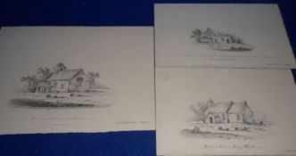 ATTRIBUTED TO J B CROME, THREE PENCIL DRAWINGS, “Brading Churchyard”; “Binstead Church, Isle of