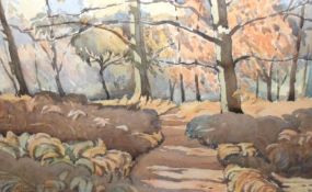 CLIFFORD CULPIN, SIGNED, WATERCOLOUR, Inscribed verso “Autumn in Hertfordshire”, 12” x 19”