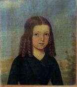 19TH CENTURY, ENGLISH SCHOOL, OIL ON CANVAS LAID TO BOARD, Naïve Portrait of a Young Girl with