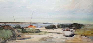 JASON PARTNER, SIGNED AND DATED ’68, WATERCOLOUR, Inscribed verso “Marshland and Sky, Blakeney,