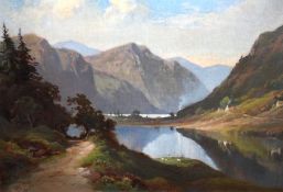 A W, MONOGRAMMED AND DATED 1895, OIL, Lake District Scene, 11” x 16”