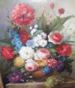 P GARDENER, SIGNED, MODERN OIL, Still Life Study of Mixed Flowers in a Bowl, 23” x 19”