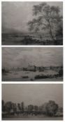 AFTER THE REVD R COBBOLD, ANTIQUE BLACK AND WHITE LITHOGRAPH, “Ipswich from the Cliff”; together