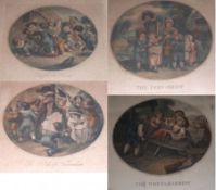 AFTER F WHEATLEY, GROUP OF THREE ANTIQUE COLOURED STIPPLE ENGRAVINGS – “The Fair”; “The Peep-