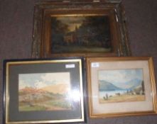 19TH CENTURY, ENGLISH SCHOOL, OIL, A Church; together with two Watercolours by various artists,